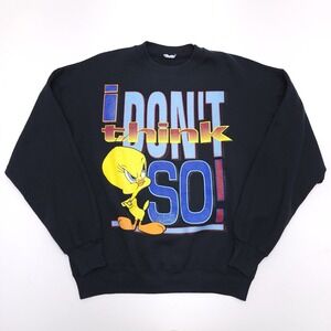 Vintage Looney‎ Tunes Tweety Bird Sweatshirt Crewneck Women's XL Black 90's